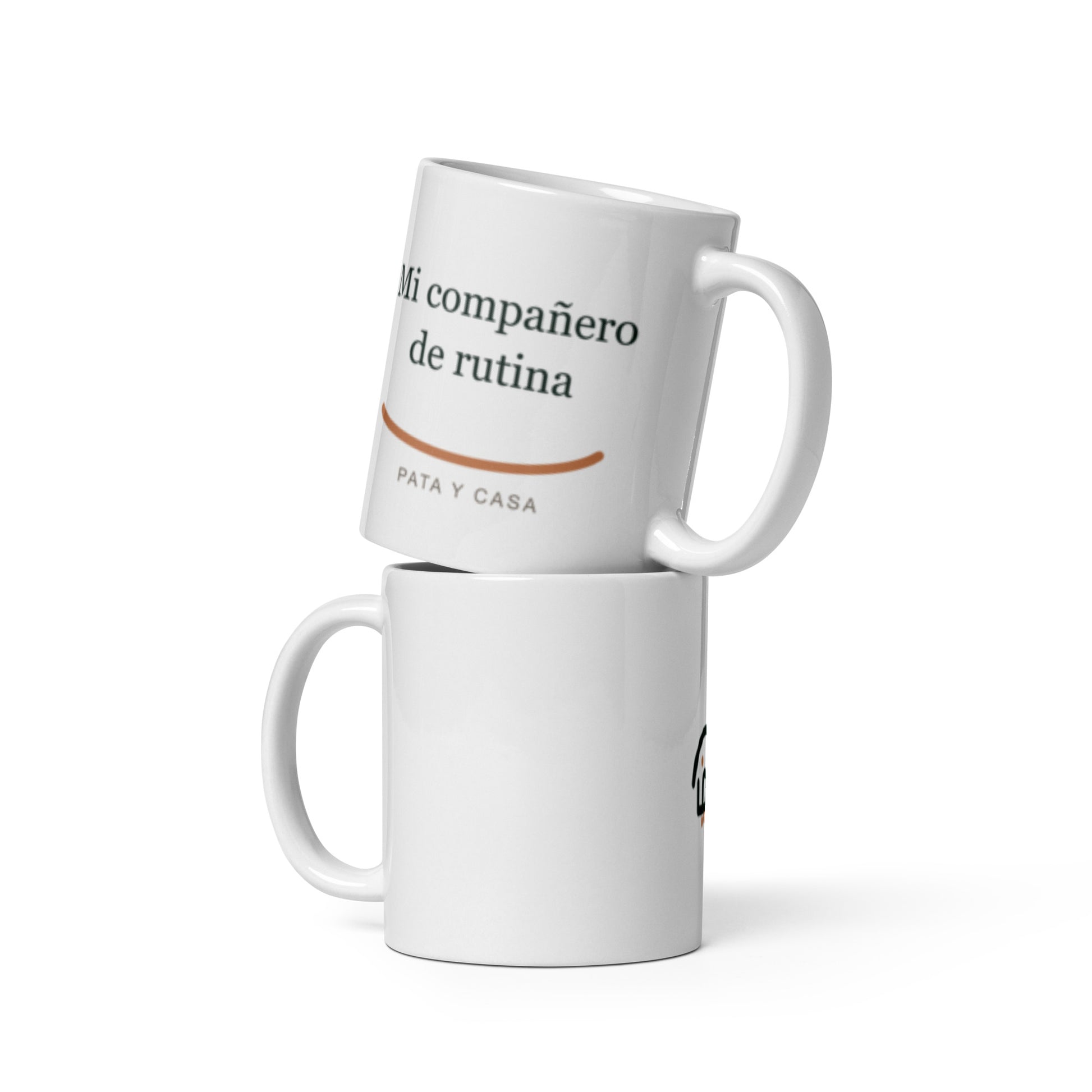 Taza blanca 11 oz Mi Compañero de Rutina de Pata y Casa
