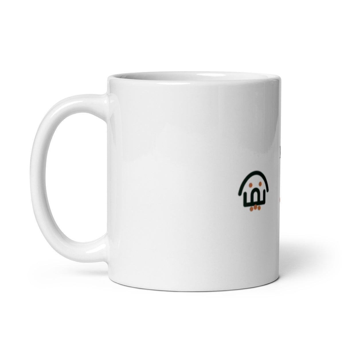 Taza Mi compañero de rutina, vista de tres cuartos con el asa a la izquierda