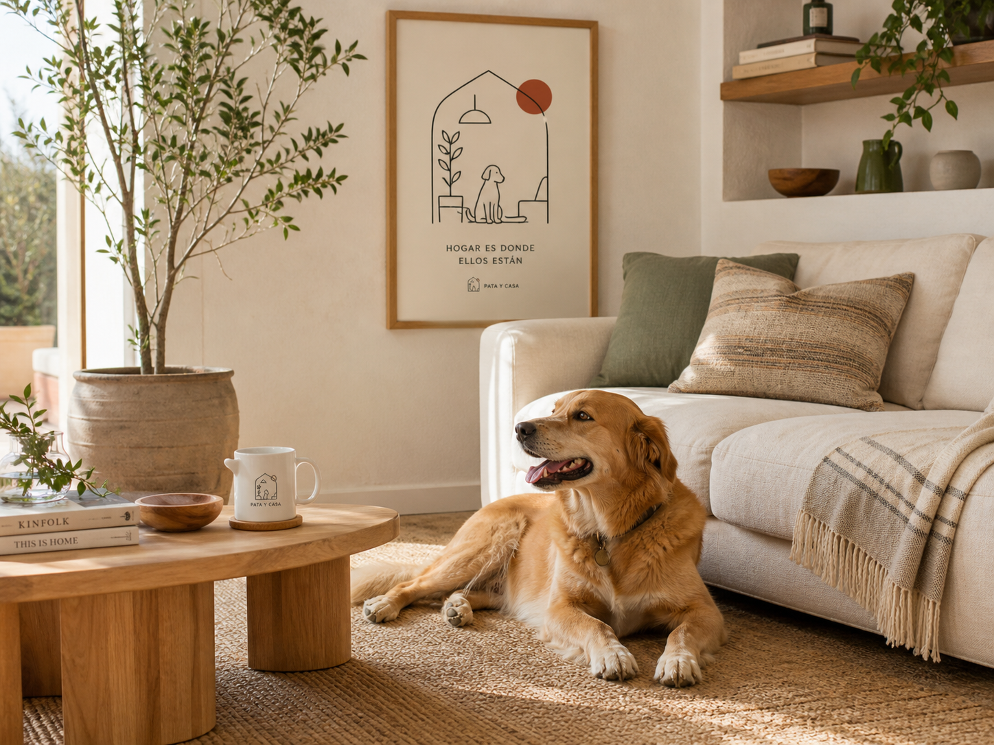 Un hogar luminoso compartido con un perro y decoración de Pata y Casa